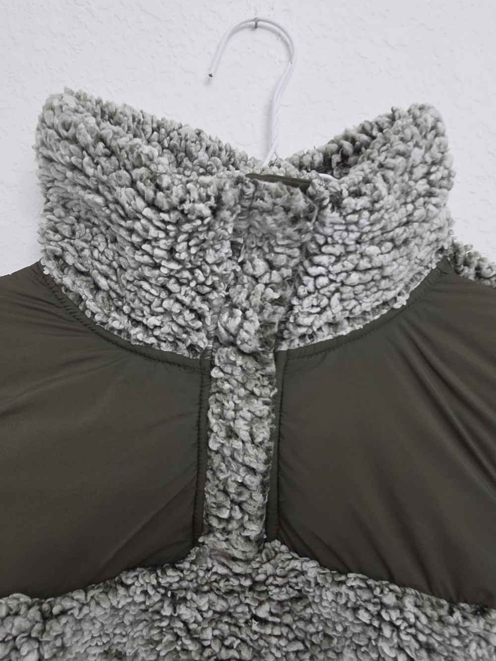 Latched Mama Olive Green & Light Gray Sherpa Pullover Jacket - Picture 4 of 6